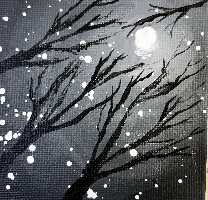 Moonlit Night Monochromatic Painting