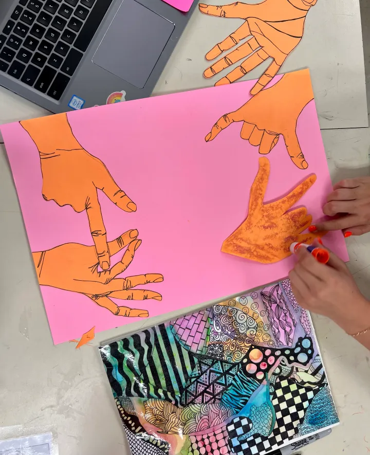 hand contour drawing artwork