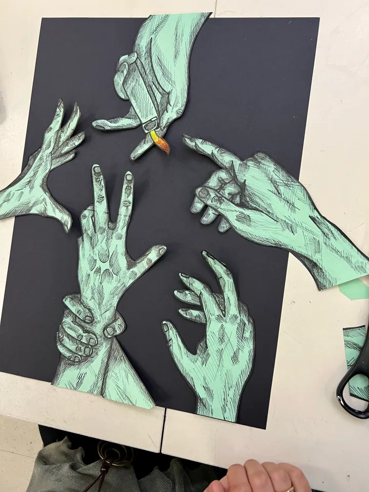 hand contour drawing artwork