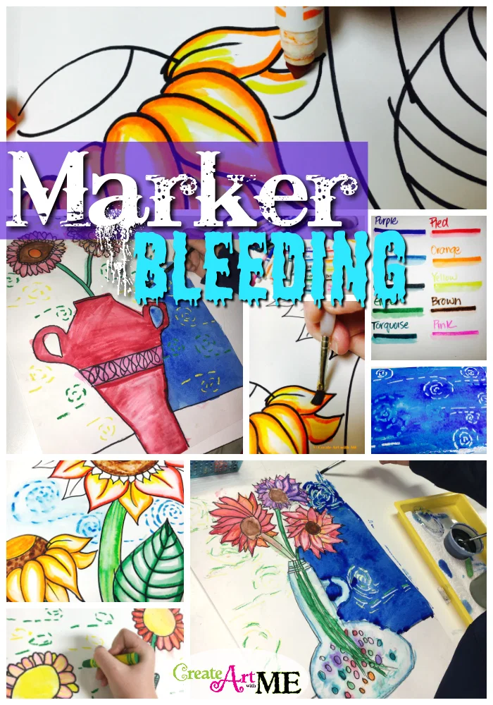 Featured: Marker Bleeding Van Gogh Sunflowers Art Lesson