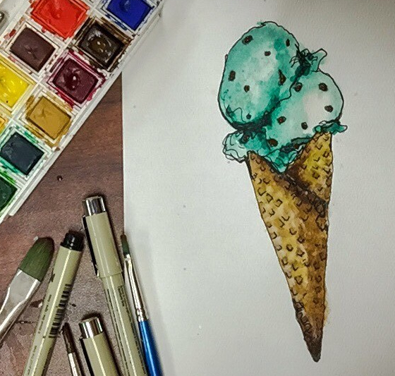 Featured: Daily Doodle: Ice Cream Watercolor Time Lapse Painting