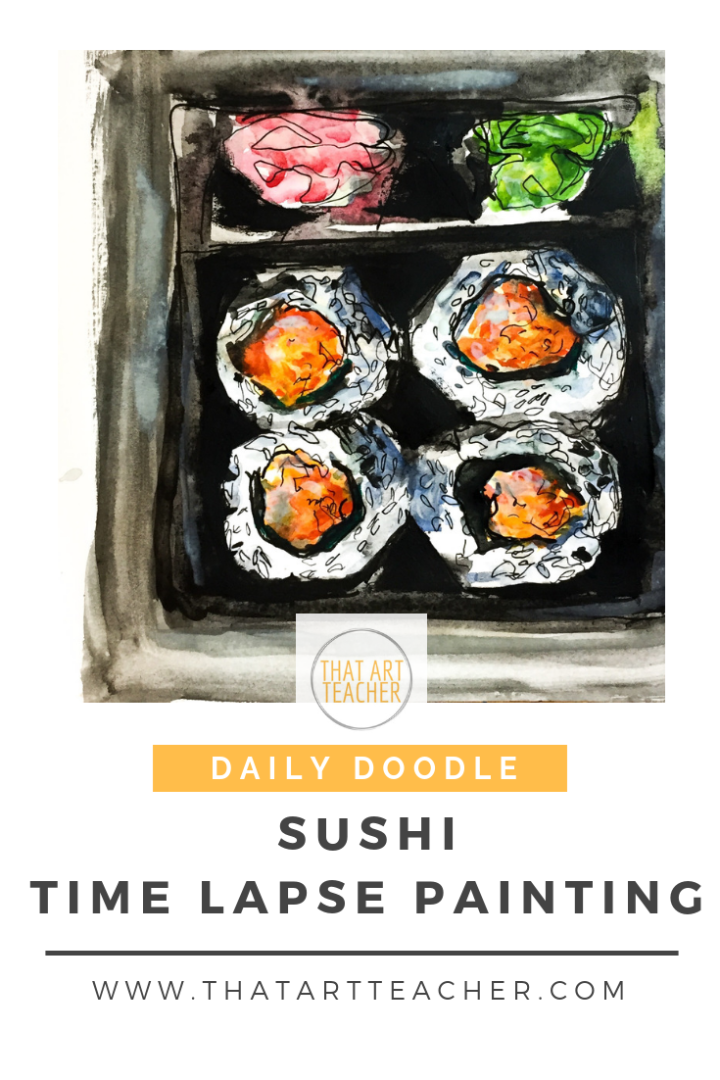 Time lapse watercolor sushi painting!