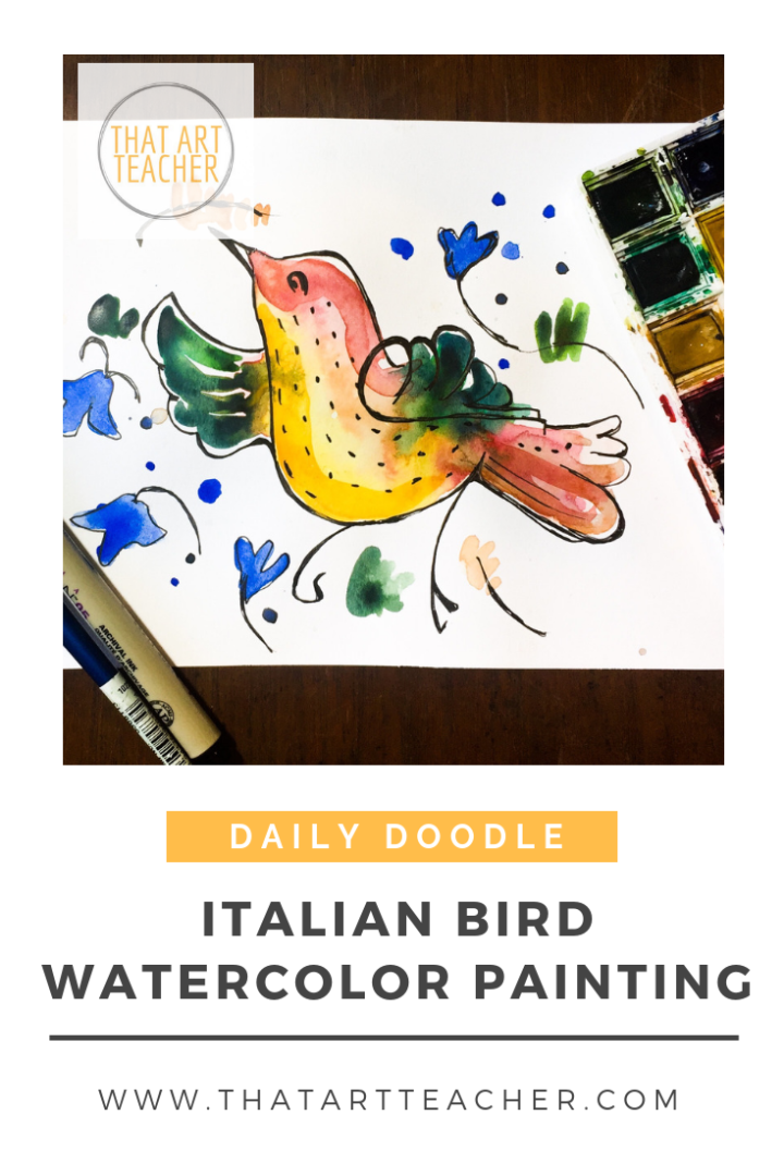 Learn how to paint a watercolor bird and floral pattern inspired by the ceramics of my trip to Deruta, Italy.