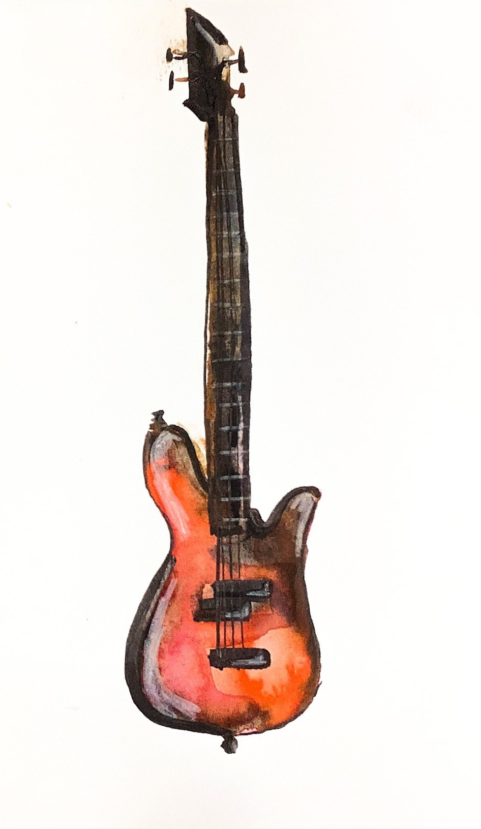 Featured: Daily Doodle | Watercolor Bass Guitar