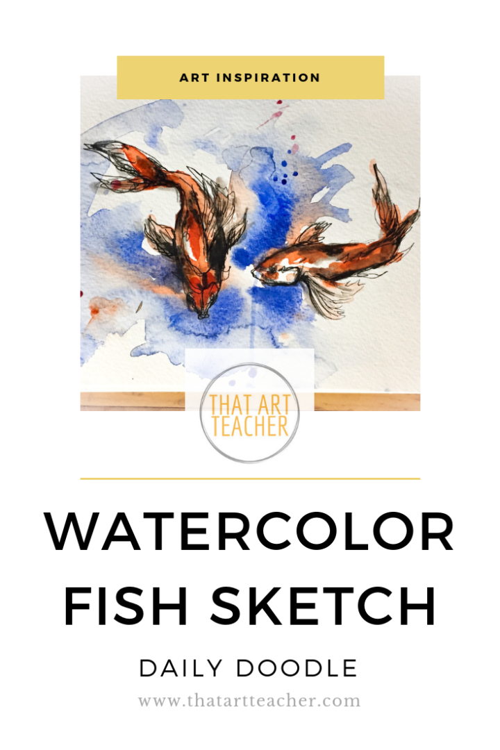 Watercolor fish time lapse painting. After looking at several Matisse still life paintings with goldfish with my students I was inspired to paint fish myself! Watercolor is a great medium for fish and adding pen at the end tightens up this sketch.