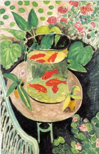 This Matisse painting is so vibrant and complex. The gold fish make me want to paint fish all day long.