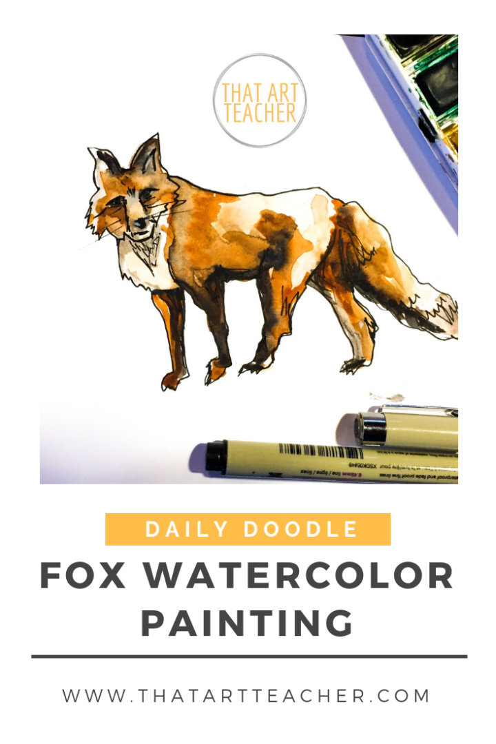 Learn how to paint a fox using simple earth colors and finishing Micron pen details with this time lapse watercolor tutorial.