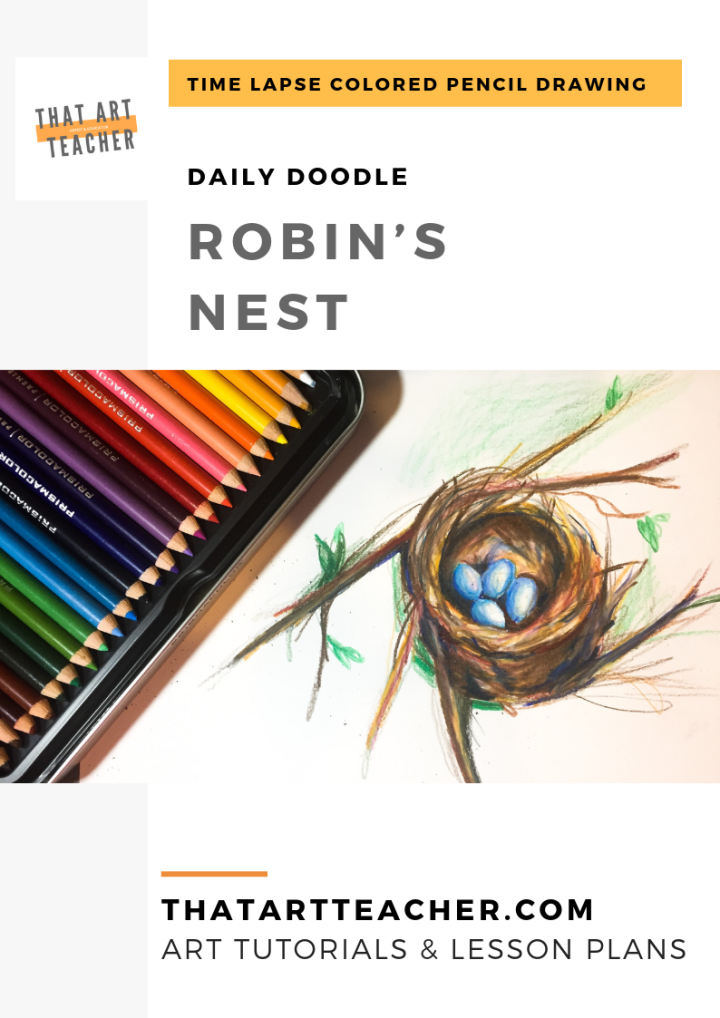 Learn how to blend colored pencils to create a drawing of robin's nest!