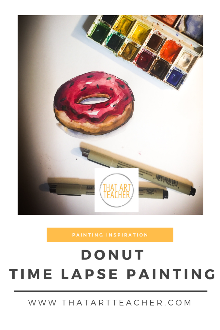 Watercolor is such a quick and fun way to paint. Time lapse watercolor donut painting!