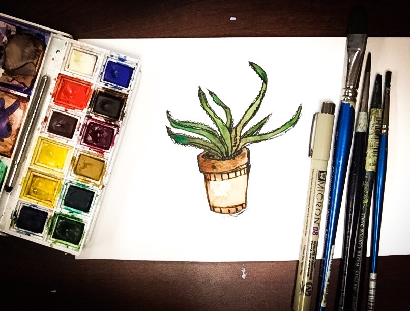 Featured: Daily Doodle: Aloe Vera Watercolor Painting