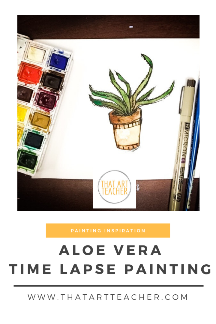 Watercolor tIme lapse aloe vera plant! Watercolor painting is so fun, easy and quick!