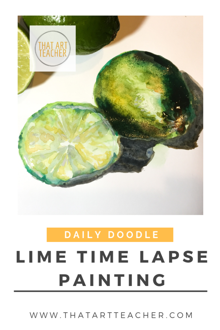Watercolor time lapse lime painting.