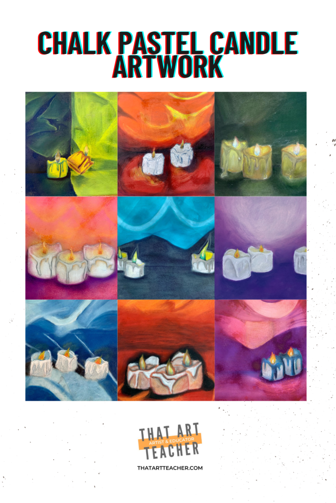chalk pastel candle artwork