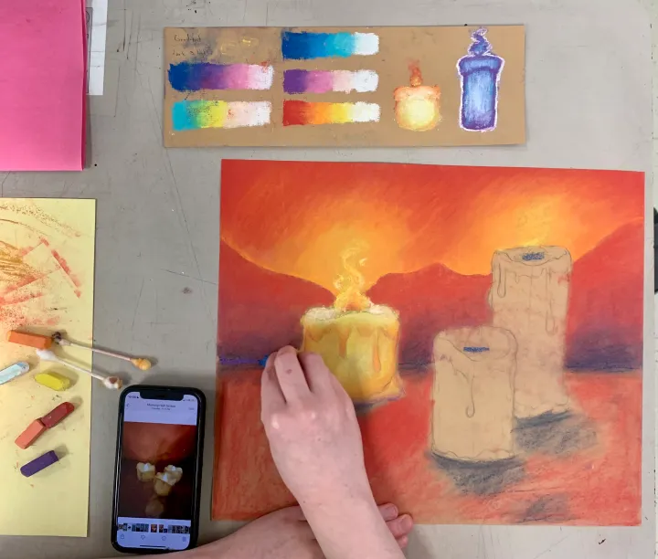 chalk pastel candle
