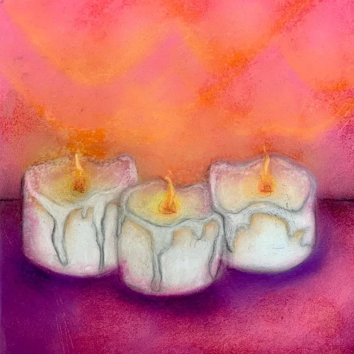 chalk pastel candle artwork