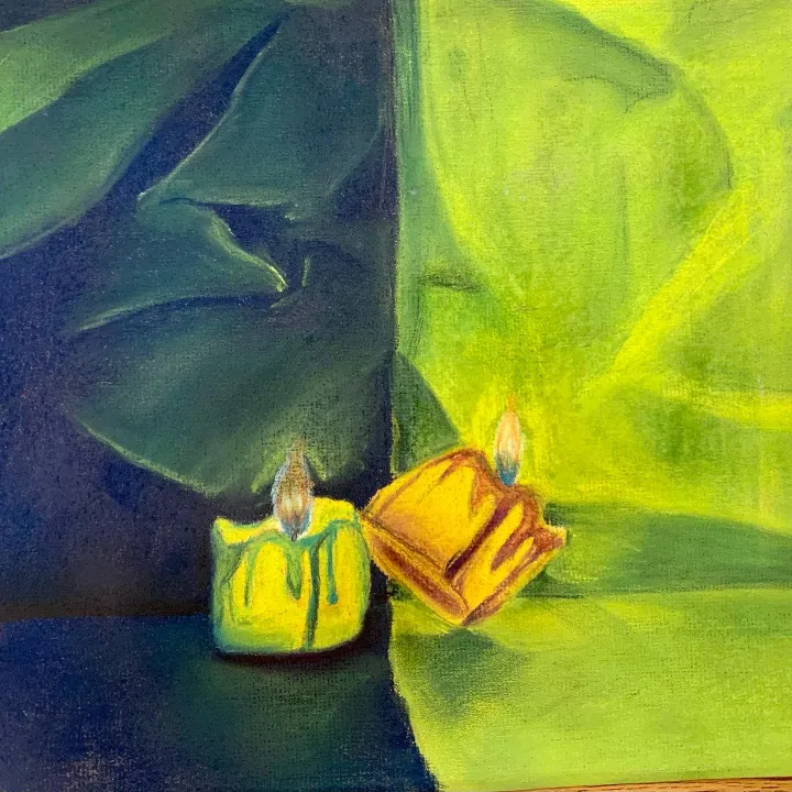 chalk pastel candle artwork
