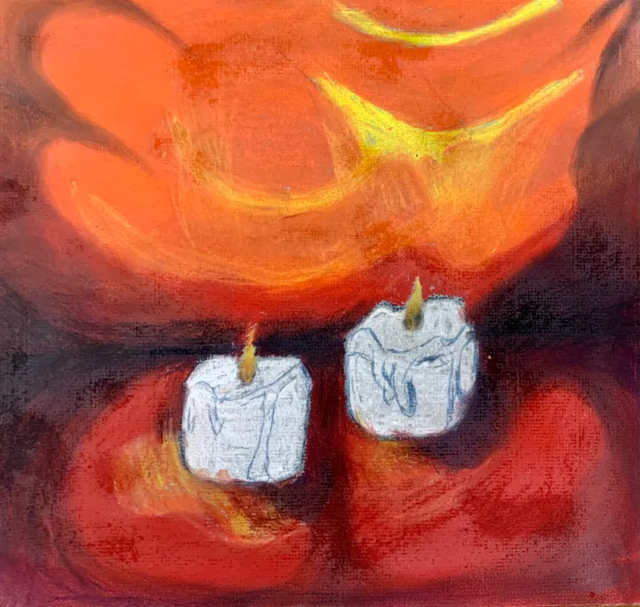 chalk pastel candle artwork
