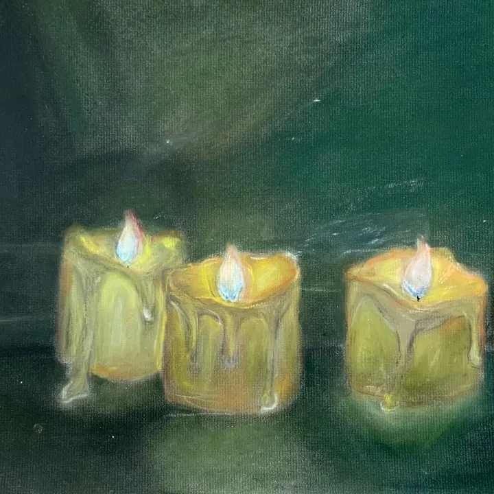 chalk pastel candle artwork