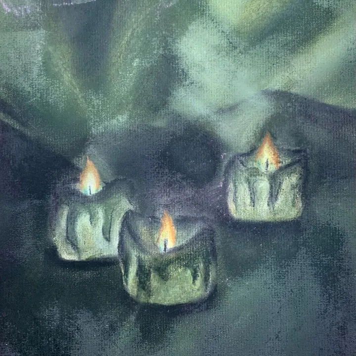 chalk pastel candle artwork