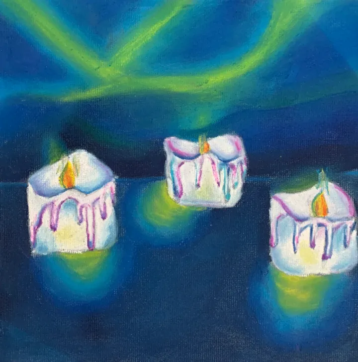 chalk pastel candle artwork