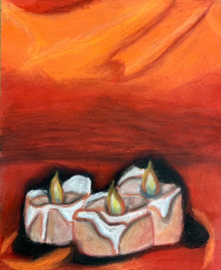 chalk pastel candle artwork