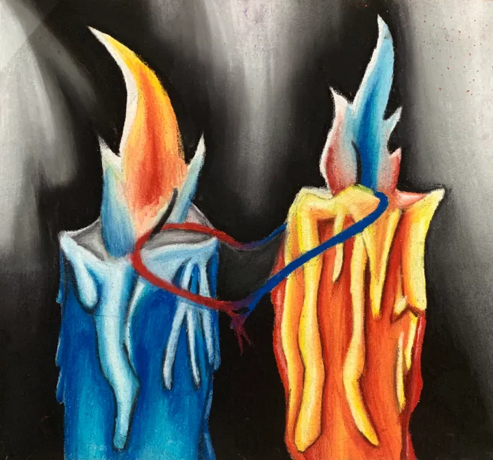 chalk pastel candle artwork