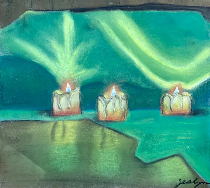 chalk pastel candle artwork
