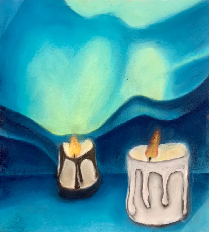 chalk pastel candle artwork