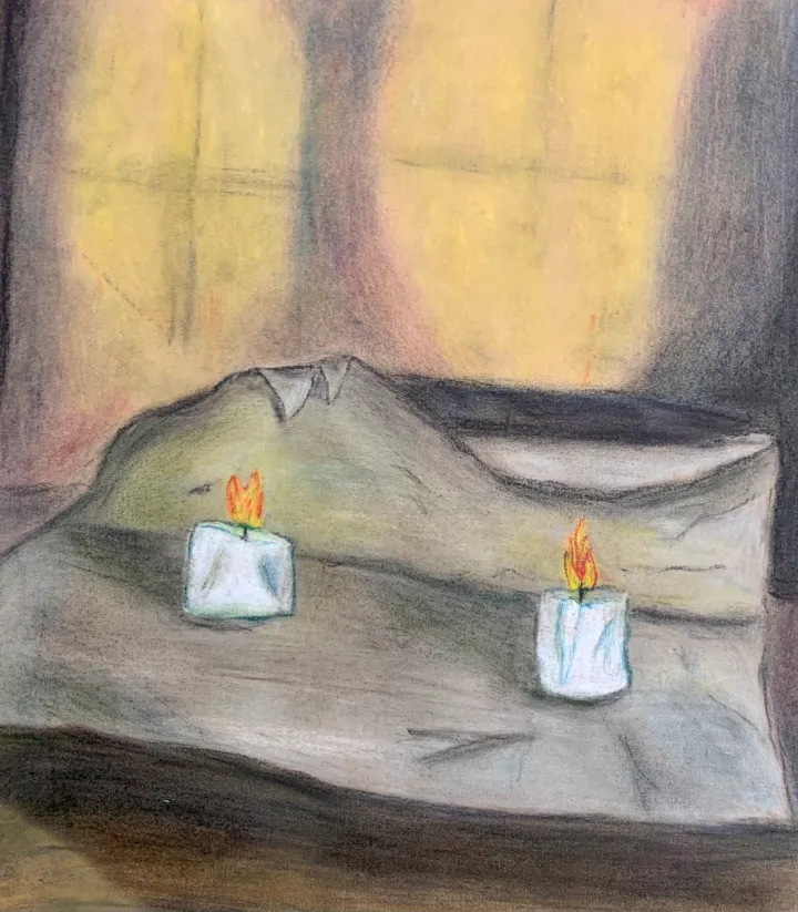 chalk pastel candle artwork