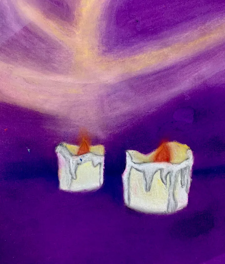 chalk pastel candle artwork