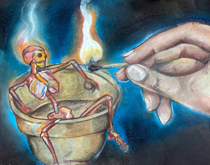 chalk pastel candle artwork