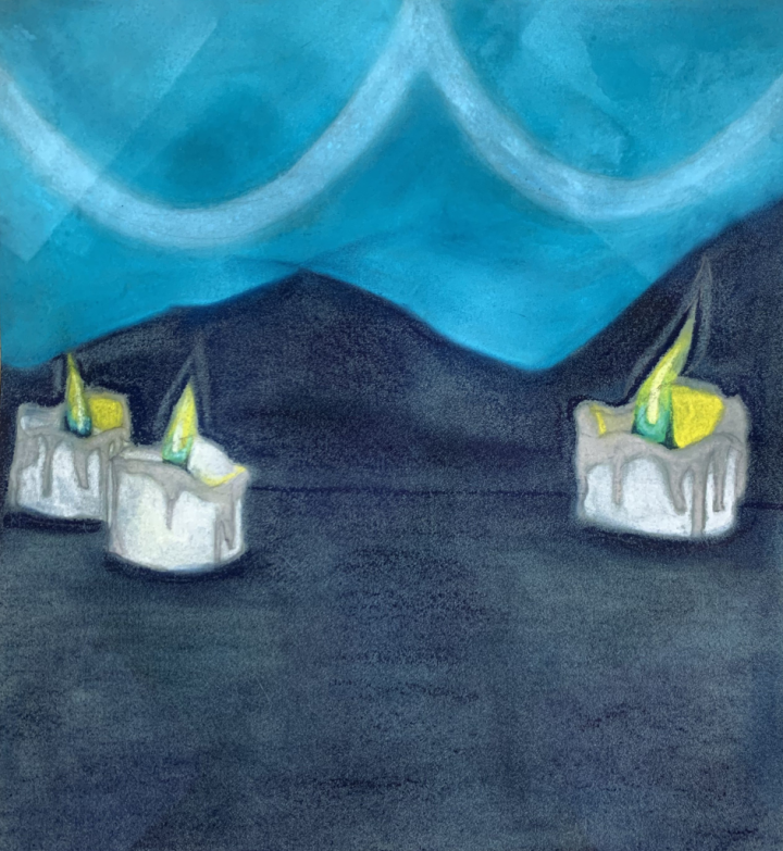 chalk pastel candle artwork