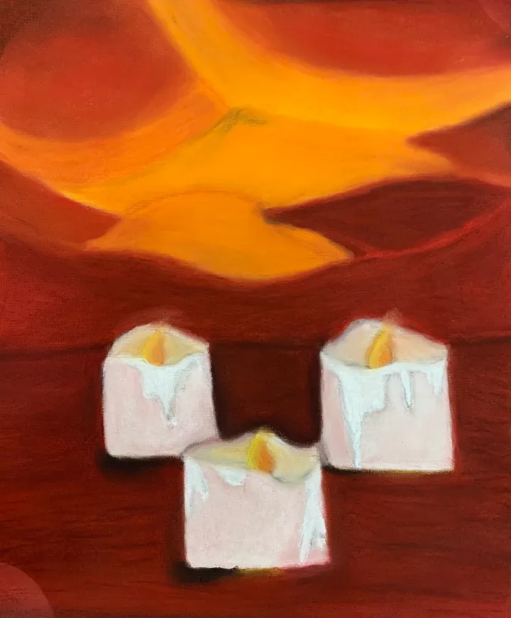 chalk pastel candle artwork