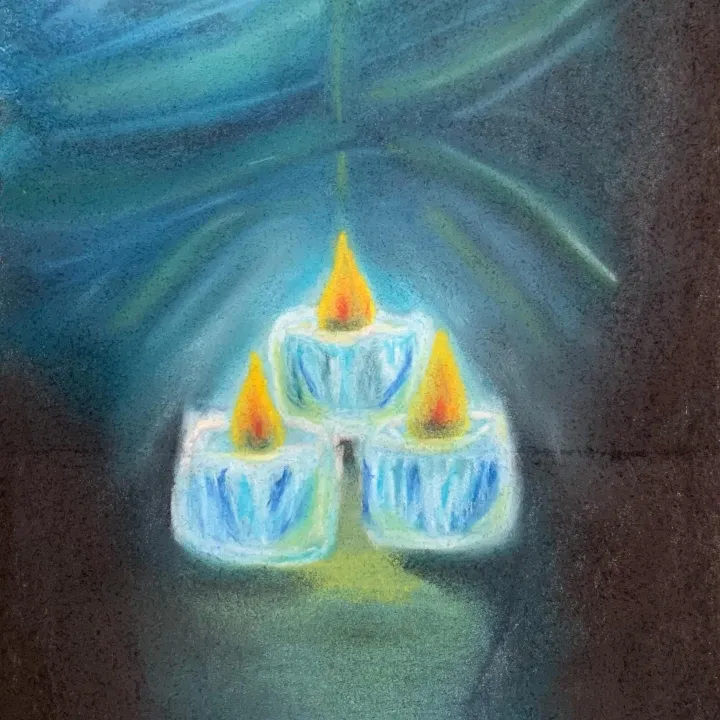 chalk pastel candle artwork