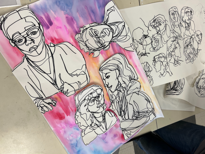 mixed media contour portrait