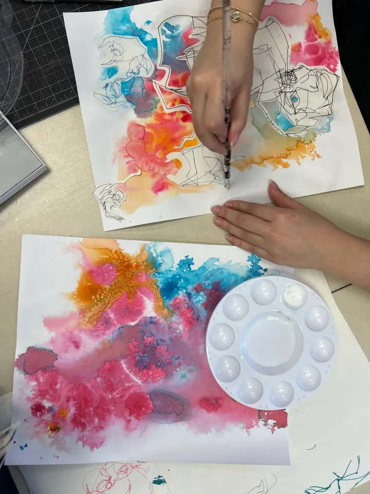 mixed media contour portrait