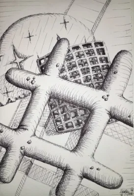 Chex Mix Cross-Hatching Drawing - Value Through Line