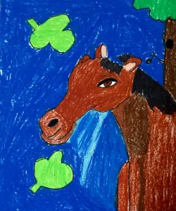 Horse Portrait Oil Pastel Art Lesson
