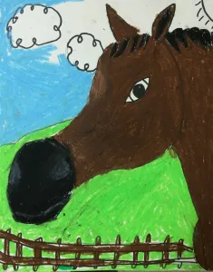 Horse Portrait Oil Pastel Art Lesson