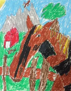 Horse Portrait Oil Pastel Art Lesson