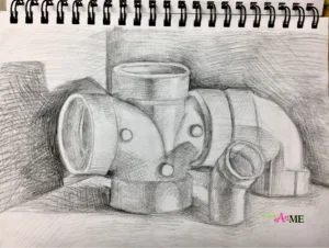 PVC pipe sketchbook drawing