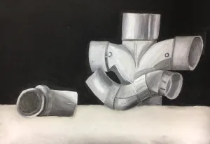 pvc pipe charcoal drawing