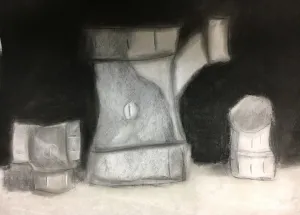 pvc pipe charcoal drawing