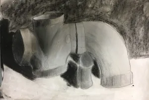 pvc pipe charcoal drawing